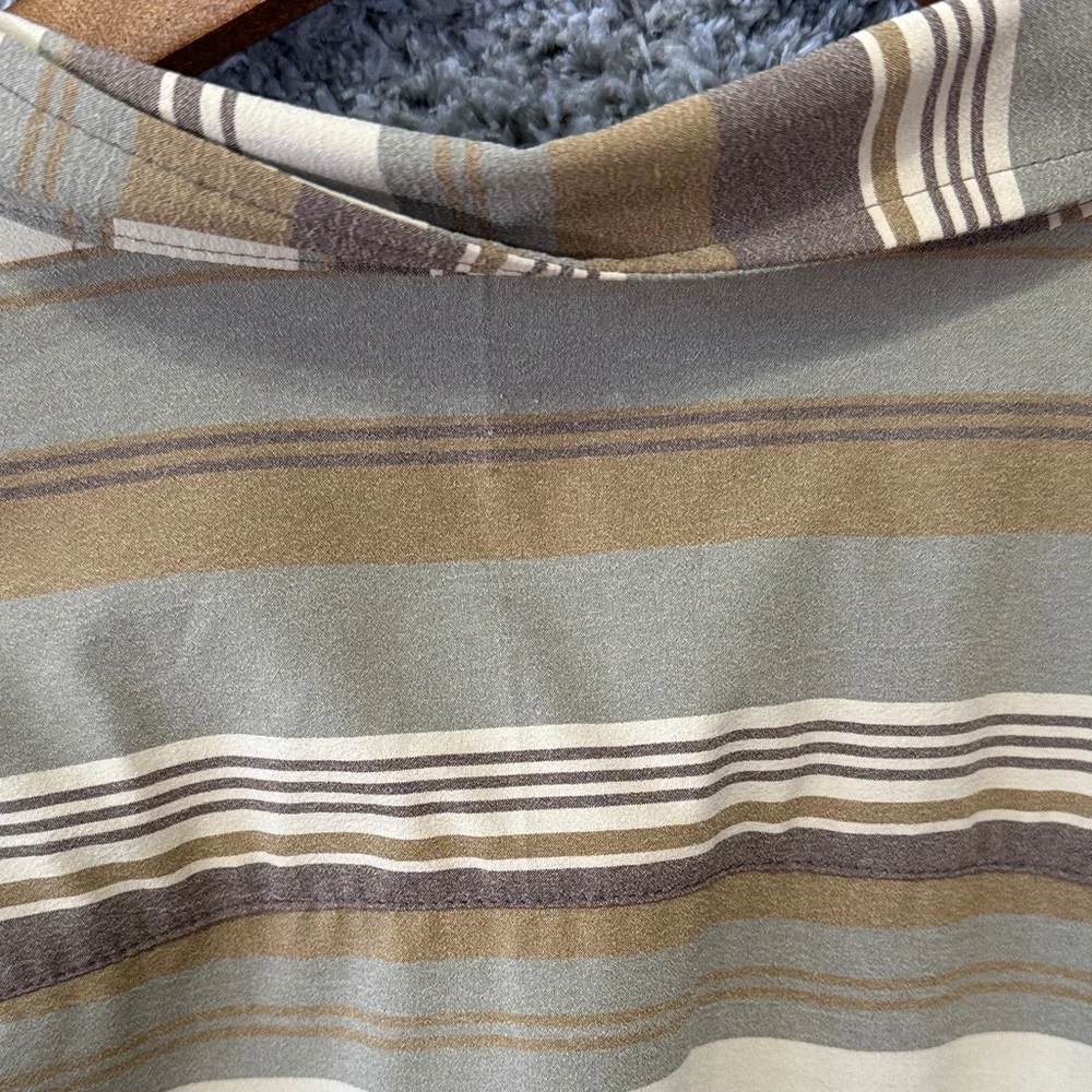 Flylow Men’s Striped Button-Up Shirt Stretch Snap Lightweight Tan Brown XL - Picture 5 of 9